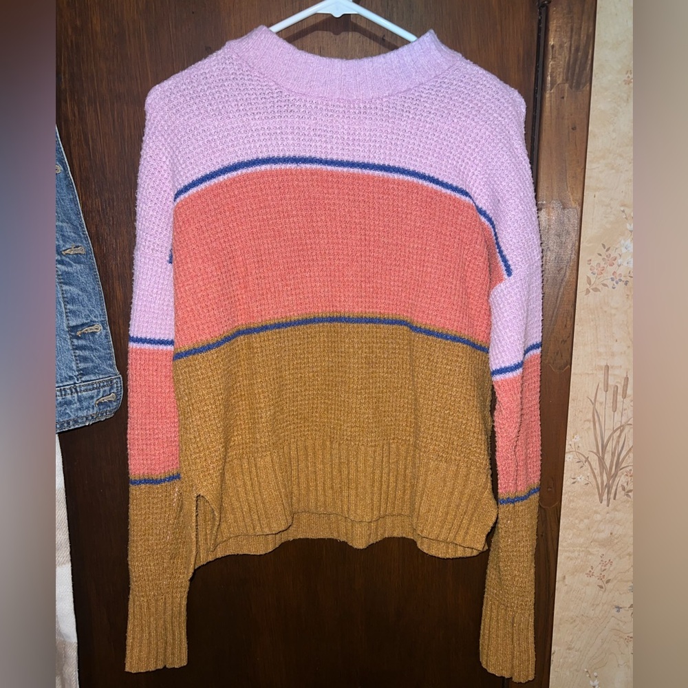 Colorful Striped Mocked Neck Sweater